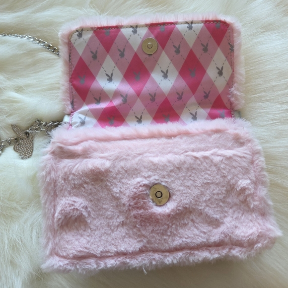 NWT Playboy Pink Faux Fur Crossbody - Picture 5 of 8